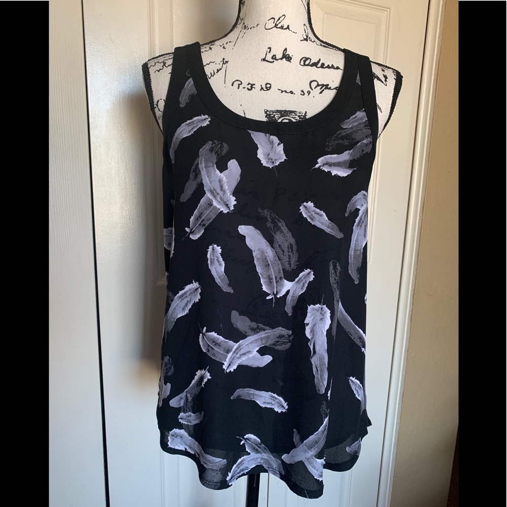 Express Black feather top with racer back